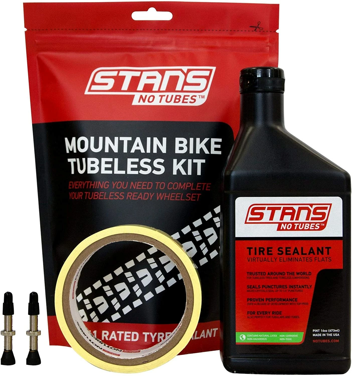 Stans Stan's Notubes Tubeless Kit MTB 25 Mm Tape Og 44mm Ventiler 3 Stans Stan's Notubes Tubeless Kit MTB 25 Mm Tape Og 44mm Ventiler